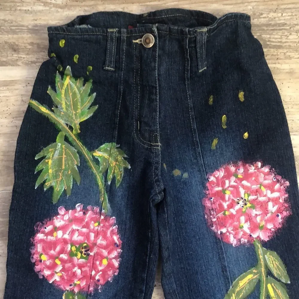 Baby Gassy Gooma Boutique Kids Girls Sz 6x Floral Painted Jeans